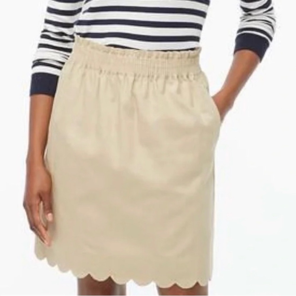 J. Crew Linen Scallop Bottom Tan Skirt Size 4